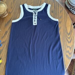 lauren ralph lauren womens sleeveless dress blue 2x